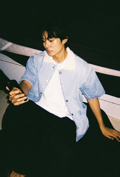 歐巴的針織拼接牛仔襯衫4