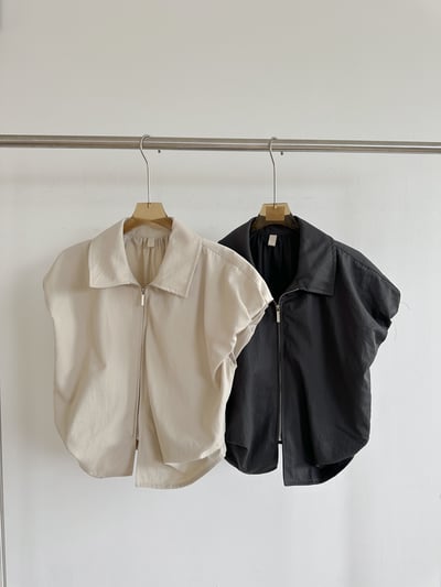 雙拉鏈抓皺設計背心5