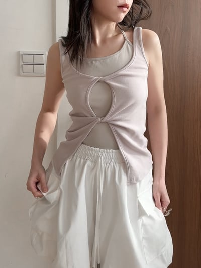 扭結假兩件綁帶背心3