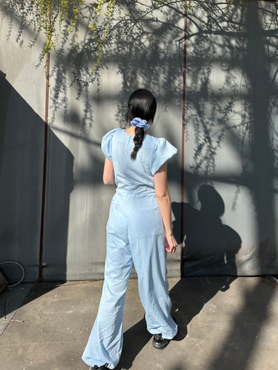 出遊必備花苞袖緹花連身褲（子珊同款）5