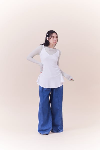 雕花棉質綁帶散擺背心4