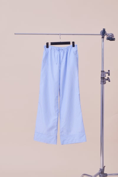 法式小浪漫鬆緊腰頭條紋長褲13