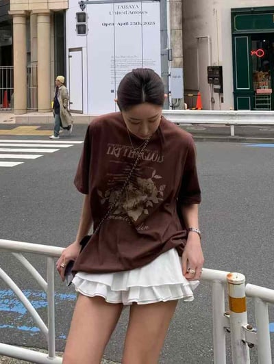 玫瑰帶刺親膚柔棉寬版T恤13