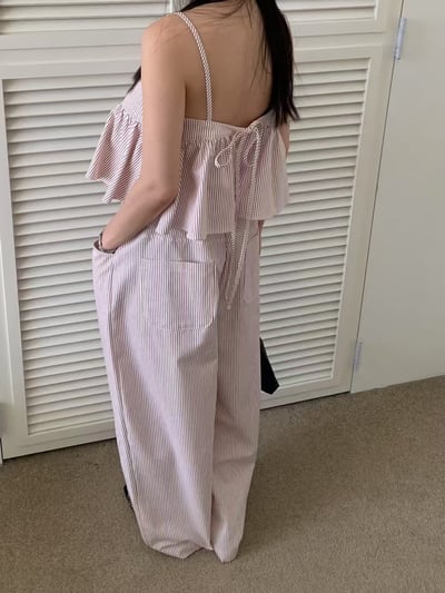 兩面穿綁帶條紋細肩背心（成套優惠）9