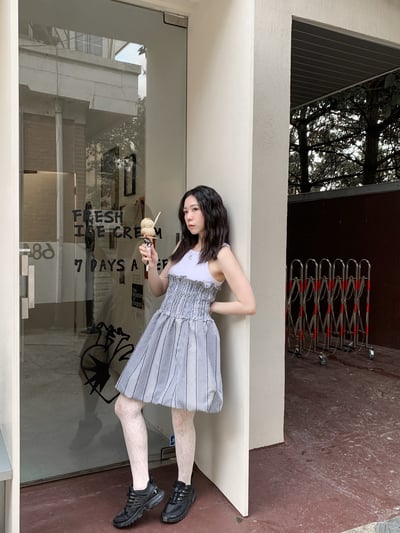 多種穿法格紋彈性連衣裙6