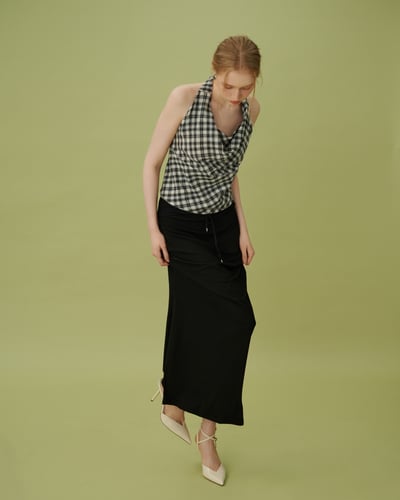 休閒格紋棉質綁帶背心11