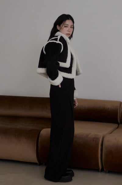 雙腰釦內磨毛西裝長褲6