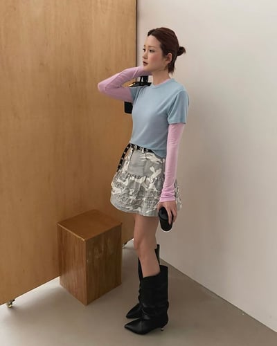 小花摺造型迷彩短裙8