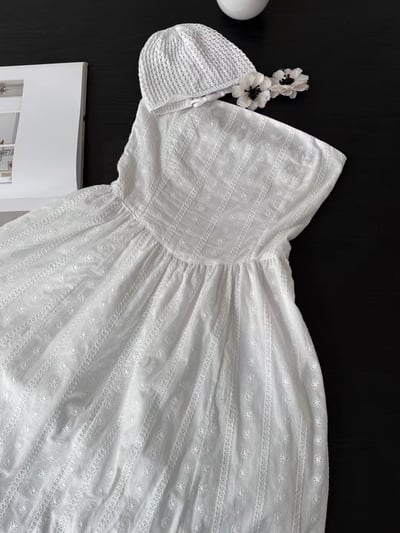 度假必備平口蕾絲雕花長洋裝11