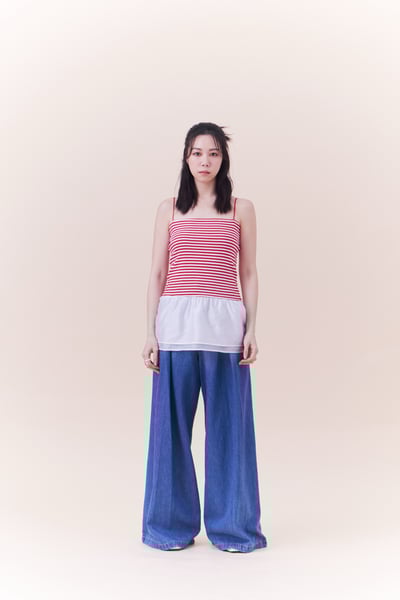 百搭打褶設計漸層牛仔寬褲13