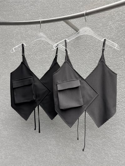 V領大口袋綁帶西裝背心12