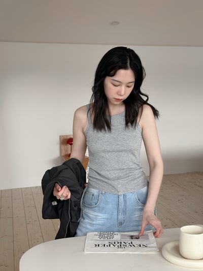 隨性綁帶假兩件背心4