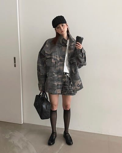 小花摺造型迷彩短裙6