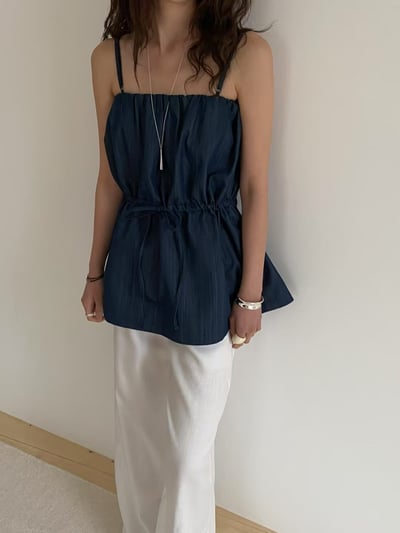 抽繩小口袋軟料牛仔背心5