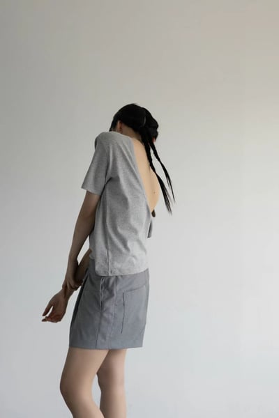 鬆緊拼接西裝條紋短褲15