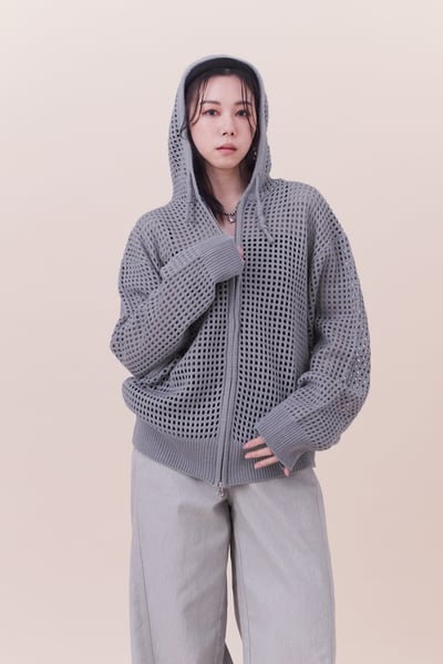 簍空針織休閒連帽外套3