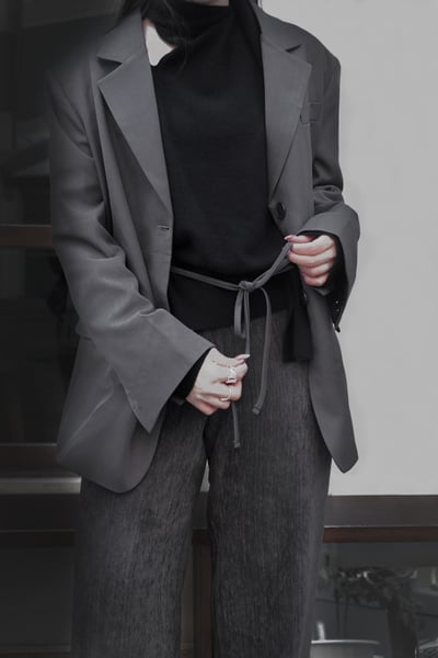 低調直紋刷色毛絨寬褲5