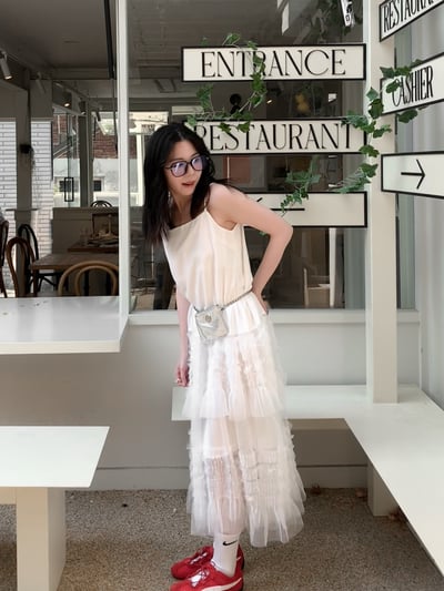 甜酷女孩細肩帶紗裙洋裝3