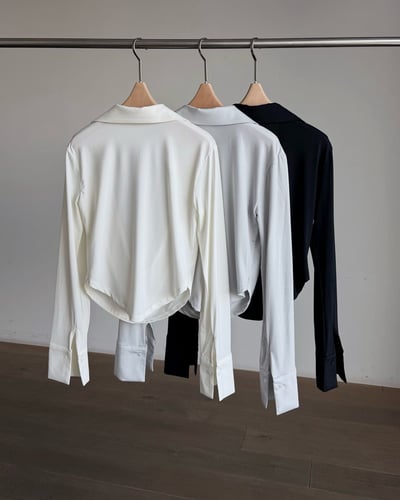 大垂墜領設計襯衫4