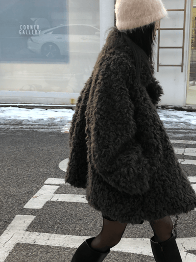 時髦小翻領毛絨絨外套16