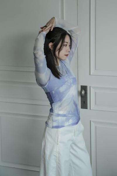 小眾設計款渲染透膚背心/上衣9