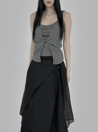 扭結假兩件綁帶背心7