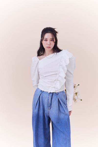 高級感荷葉設計約會上衣1