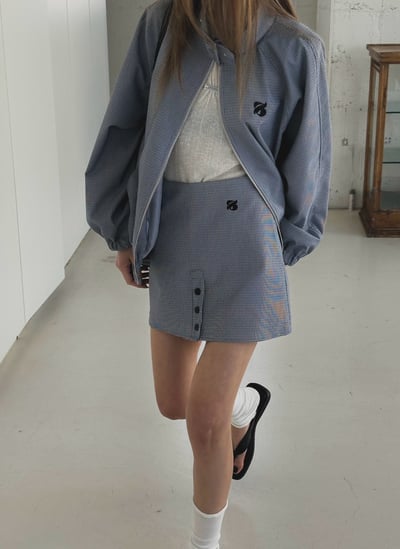 微甜休閒格紋褲裙套裝7