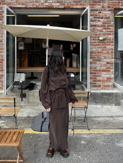 高級感光澤附片裙開衩長裙5