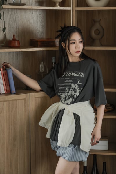 玫瑰帶刺親膚柔棉寬版T恤10