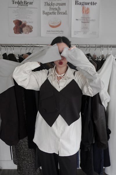 V領大口袋綁帶西裝背心5