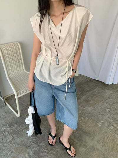 圓弧口袋設計牛仔短褲2
