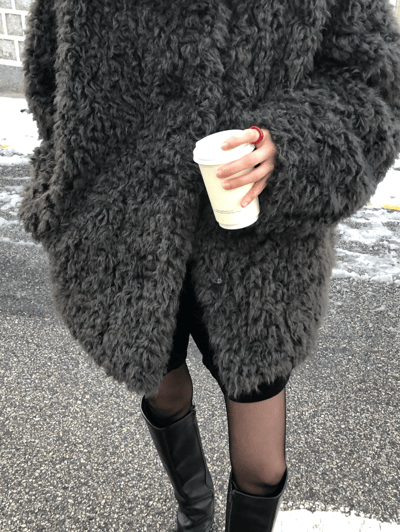 時髦小翻領毛絨絨外套15