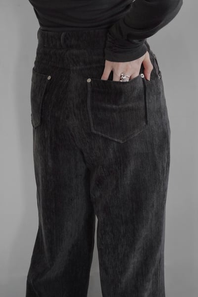 低調直紋刷色毛絨寬褲2