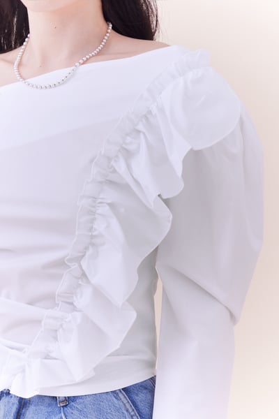高級感荷葉設計約會上衣6
