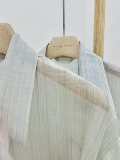 低調混紡條紋輕透襯衫6