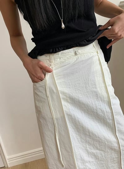 韓系簡約附腰帶風衣長裙7