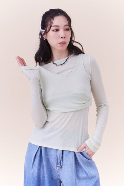 百搭柔棉兩件式背心上衣1