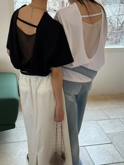 拼接透膚超柔棉短袖上衣8