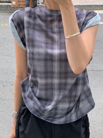 漢南洞時髦格紋不規則上衣16