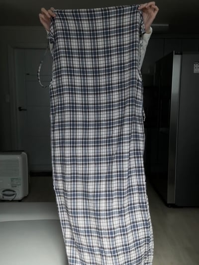 綁帶垂墜棉質格紋開衩洋裝9