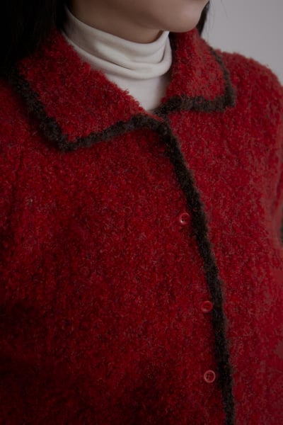 柔軟Q毛撞色針織外套5