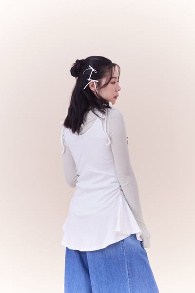 雕花棉質綁帶散擺背心5