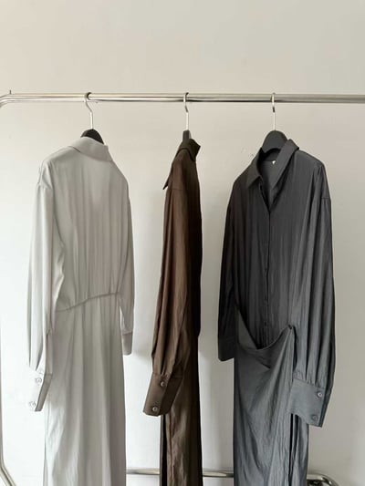 片裙造型排扣開衩襯衫洋裝16