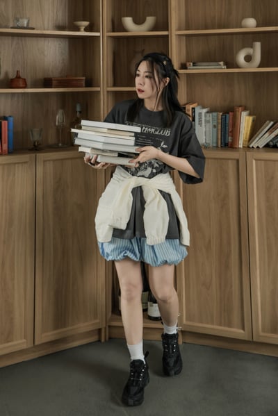 今夏必備花苞條紋短褲3