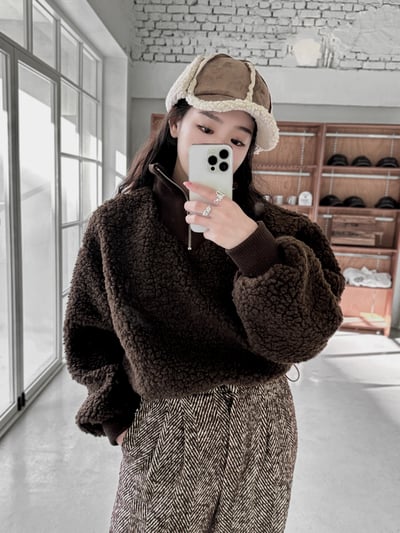 熱賣款QQ羊羔毛小臉飛行帽4