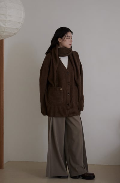 附圍巾厚實暖感針織外套5