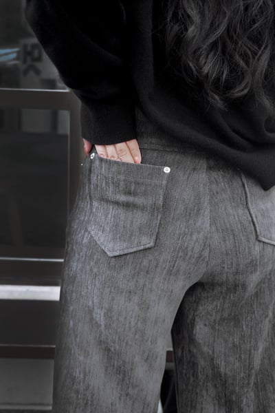 低調直紋刷色毛絨寬褲8