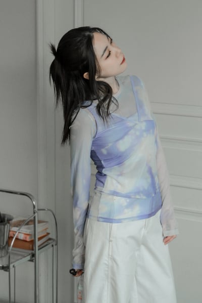 小眾設計款渲染透膚背心/上衣13