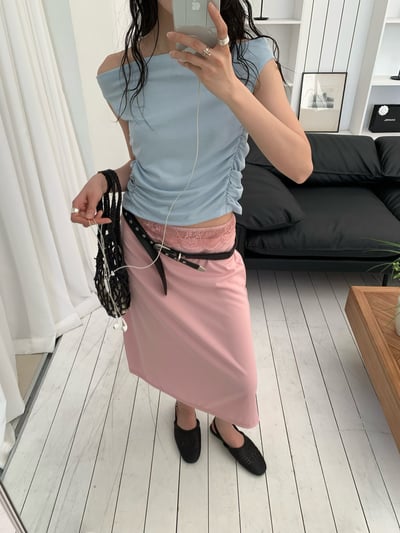延南洞歐尼奶油蕾絲長裙6